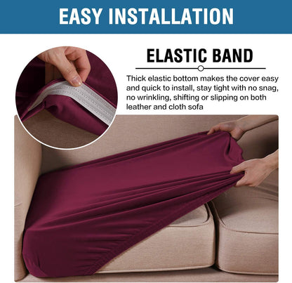H.VERSAILTEX Velvet Stretch Couch Cushion Cover Plush Cushion Slipcover for Chair Loveseat Sofa Cushion Furniture Protector Seat Cushion Sofa Cover (3 Piece XL Sofa Cushion Covers, Burgundy)