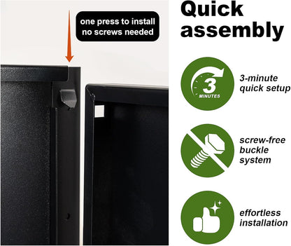 Metal Large Rectangular Planter Box Outdoor 30" H x 34" W x 10" D,Tall Flower Pot with Quick Installation,Long Black Planters for Outdoor Plants with Drainage Holes for Plants,Patio,Garden