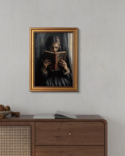 HUARCEY Gold Framed Wall Art for Living Room, Portrait Painting Prints, Vintage Wall Decor for Kitchen, Gothic Bedroom Wall Art for Home Office Magic Scripture 16L x 12W