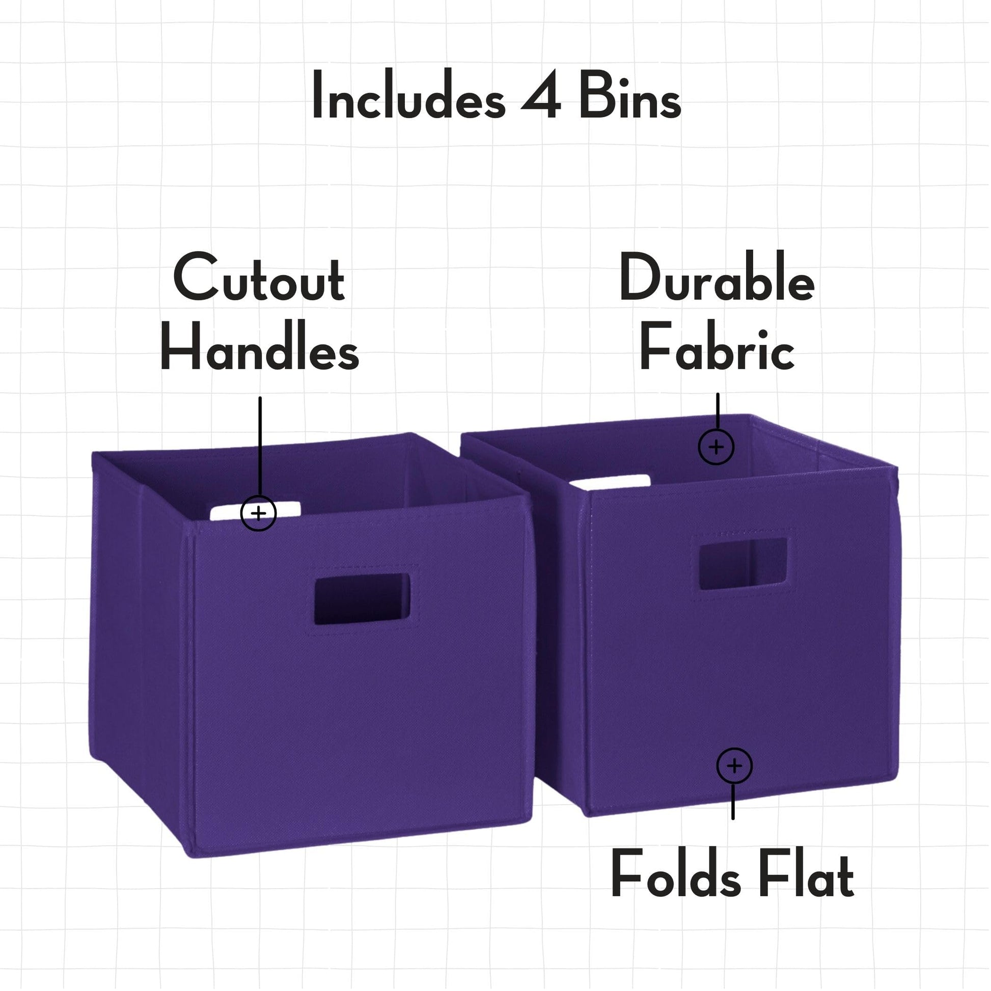 RiverRidge Folding Storage Bins - 4-pack of 10in Tall Dark Purple Cubes