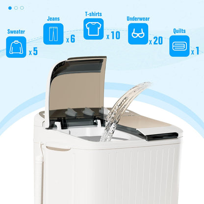 Pataku Portable Washing Machine, 17.6 Lbs Compact Mini Washer and Dryer Combo,Twin Tub Laundry Washer with Spin Cycle, Soaking Function Ideal for Apartment, Dorms, RVs Camping, Grey