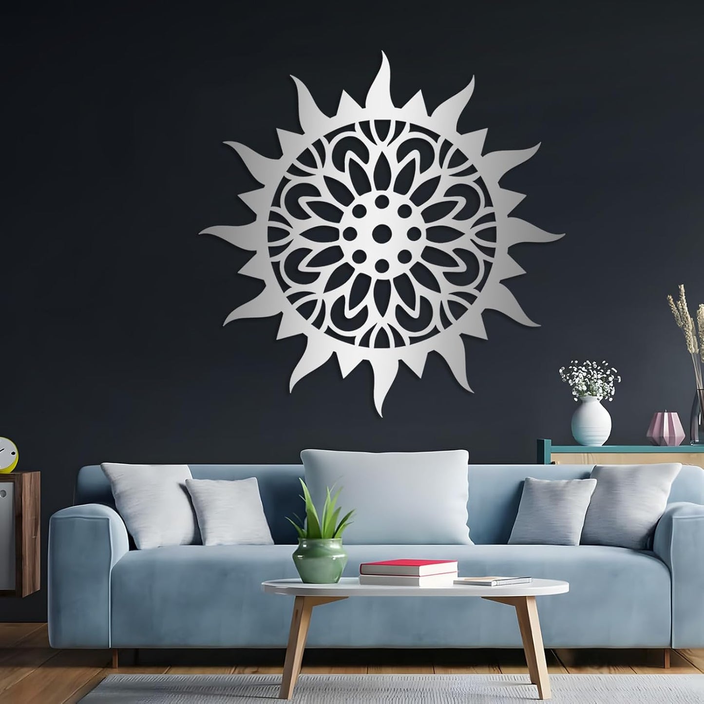 Sunburst Metal Wall Decor, Metal Sun Wall Decor, Metal Sun Flower Wall Art, Outdoor Metal Sun Wall Art, Sun Burst Wall Decor, Home Decor, Patio Decor, Wall Art for Living Room, Bedroom (Gold, 35"x35"|90x90cm)