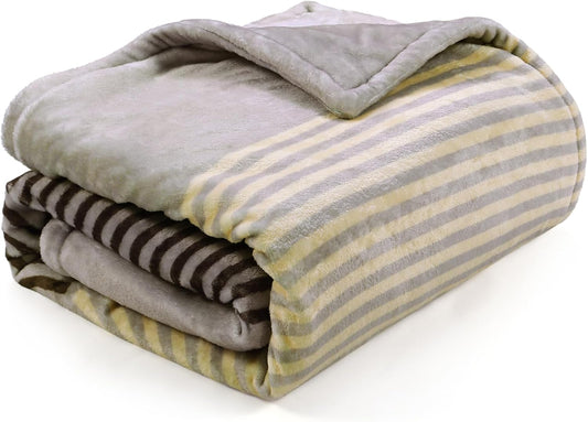 Lahome Brown Fleece Throw Blanket for Couch Double-Color Rainbow Fluffy Warm Cozy Bed Blanket Soft Fuzzy Modern Throw Blankets for Sofa Home Decor, Brown 50''x60''