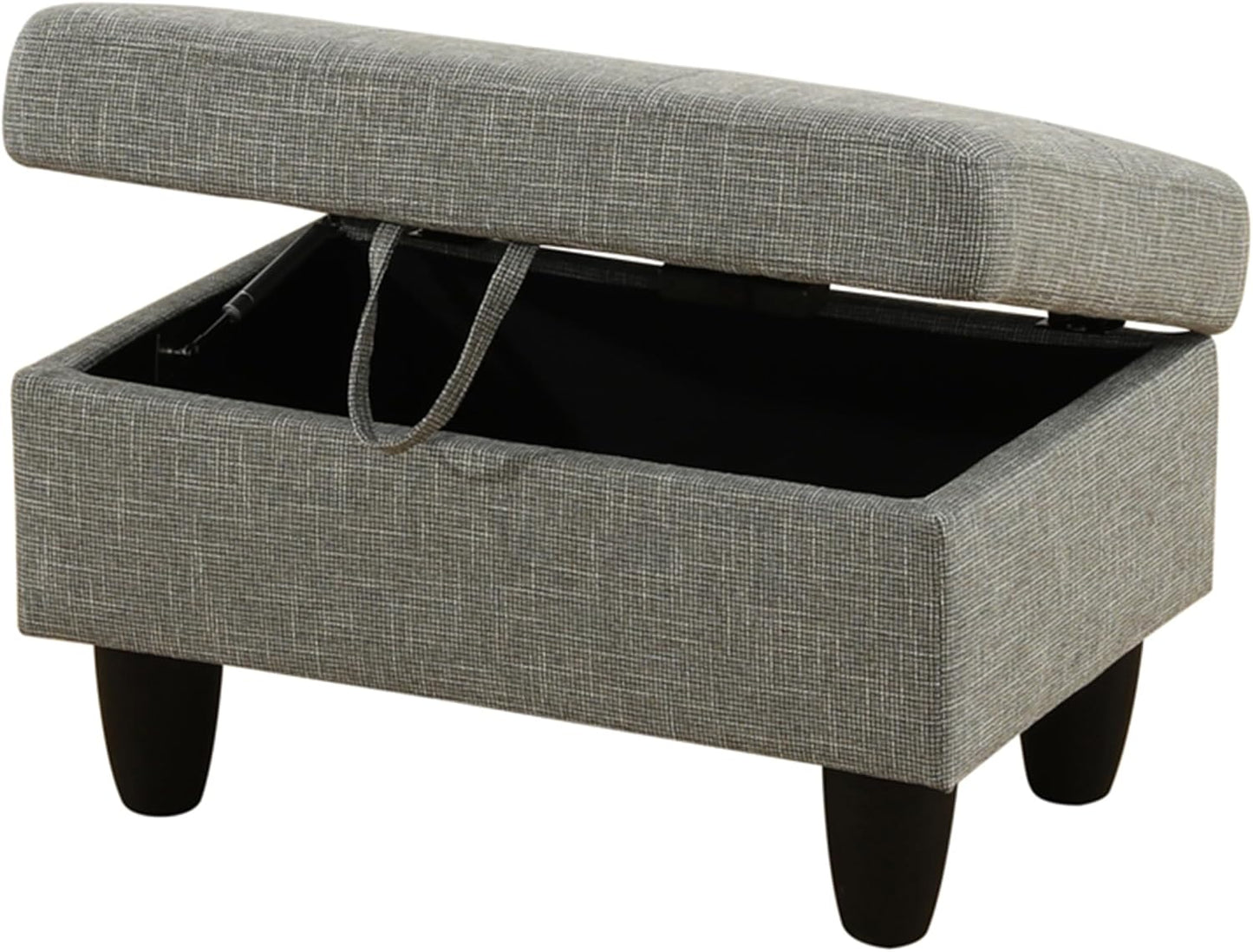 Ottoman Rectangular Storage Ottoman Bench, Flannel Footrest Stool Footstool with Lid for Living Room, Bedroom, Entryway, Gray, 28.5"x19"x17.5"