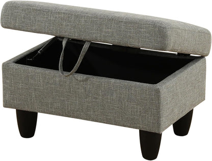 Ottoman Rectangular Storage Ottoman Bench, Flannel Footrest Stool Footstool with Lid for Living Room, Bedroom, Entryway, Gray, 28.5"x19"x17.5"