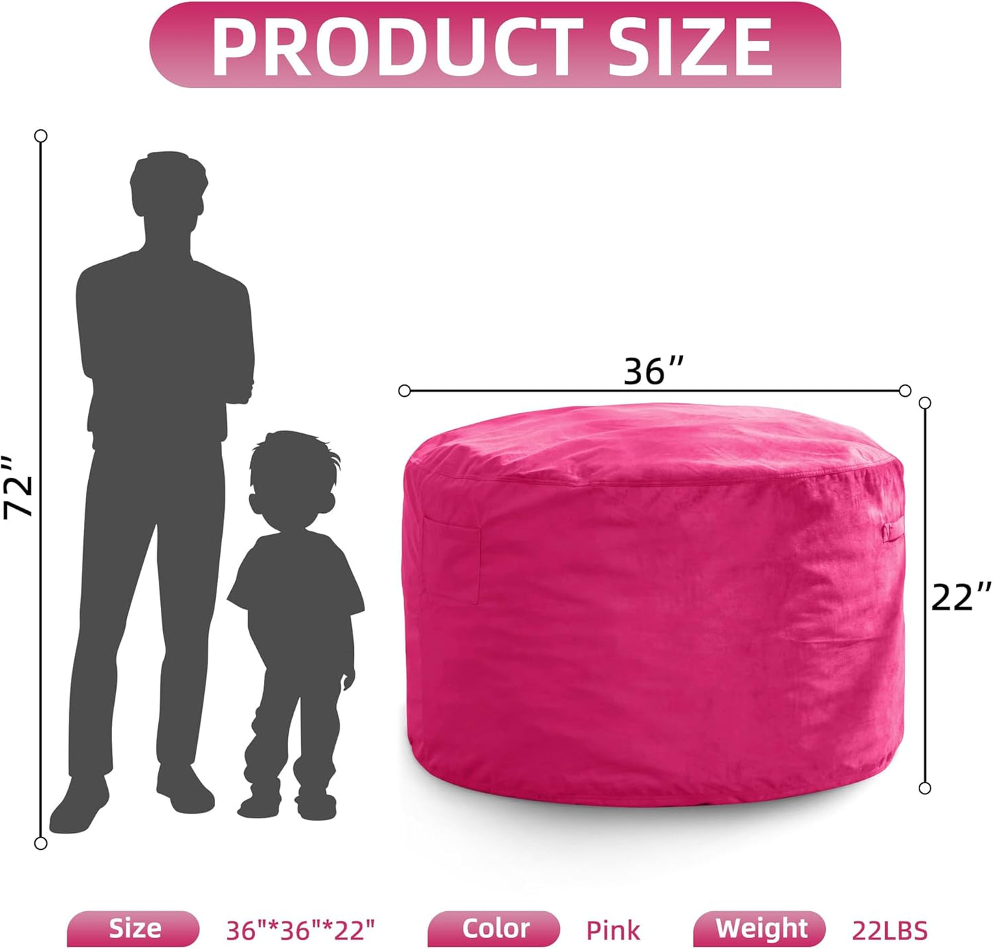 Hobestluk 3FT Bean Bag Chair Giant Bean Bag Chairs for Adults Large Bean Chairs with Removable Cover, Beanbag Chair with Filler, Adult Bean Bag Chairs for Living Room, Bedroom