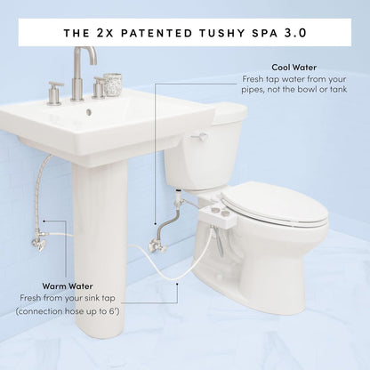 TUSHY 3.0 Spa Cool to Warm Water Bidet Attachment. Easy Universal Toilet Seat Install, Requires Sink Connection for Temperature Control. Fresh Self-Cleaning Clean Water, Noir/Gold
