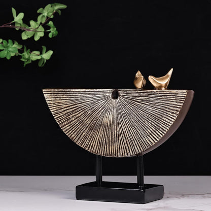 Vintage Gold Home Decor Statue, Unique Round Textured Art Sculpture for Home Interior Accent Decor, Entryway, TV Cabinet, Office Decor, Shelf Decor Aesthetics (Vintage Gold)