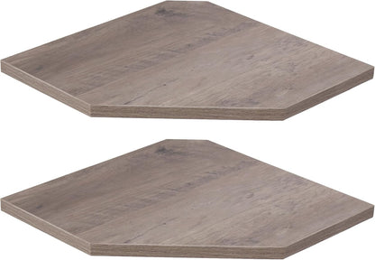 Corner Shelf Wall Mount, Floating Corner Shelves, Set of 2 Corner Wall Shelf Organizer, Rustic Wood Wall Storage Display Shelves for Living Room Bedroom Bathroom Kitchen, Rustic Grey