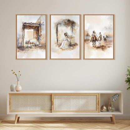 HPINUB Jesus Easter Framed Canvas Wall Art Set,Large Religious Christian Bible Verse Wall Decor,Resurrection Sunday Artwork for Living Room,Church Christian Easter Gift-16"x24"x3