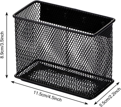 4.5'' × 2.2'' × 3.5'' Magnetic Basket for Whiteboard Black Magnetic Basket for Fridge Magnetic Organizer Holder with 4 Strong Magnets Magnetic Holder for Refrigerator Locker, Set of 2