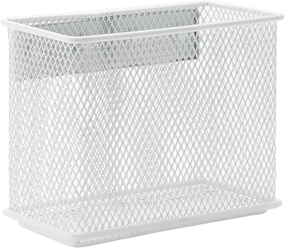 dedoot Magnetic Pencil Holder, Locker Pencil Holder Strong Magnetic Holder for Whiteboard Marker, 4.7x2.3x3.7inch Black Mesh Magnetic Holder for Fridge, Sponge, Recipe, Beverage,White