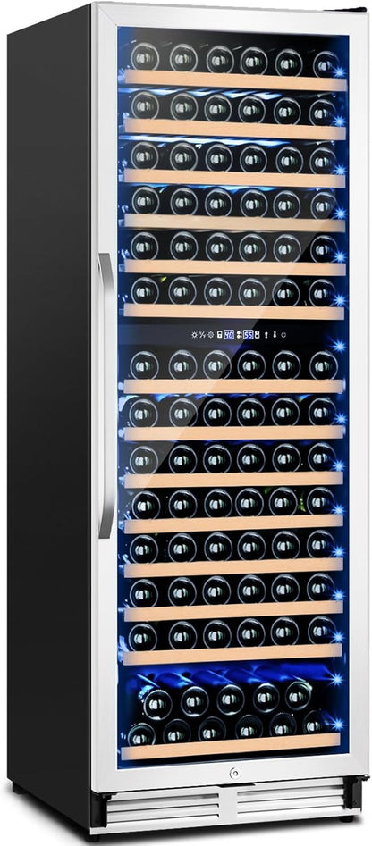 180 Bottles Wine Fridge 24 Inch Dual Zone Wine Cooler Refrigerator Freestanding Wine Refrigerator with Glass Door and Safety Lock, Large Wine Cellar for Home, Office, Kitchen