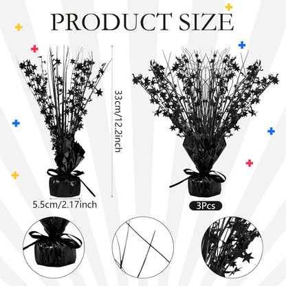 Crowye 18 Pieces Metallic Foil Spray Centerpiece Party Star Table Decoration Burst Metallic Table Centerpieces for Birthday Party Season Holiday(Black)
