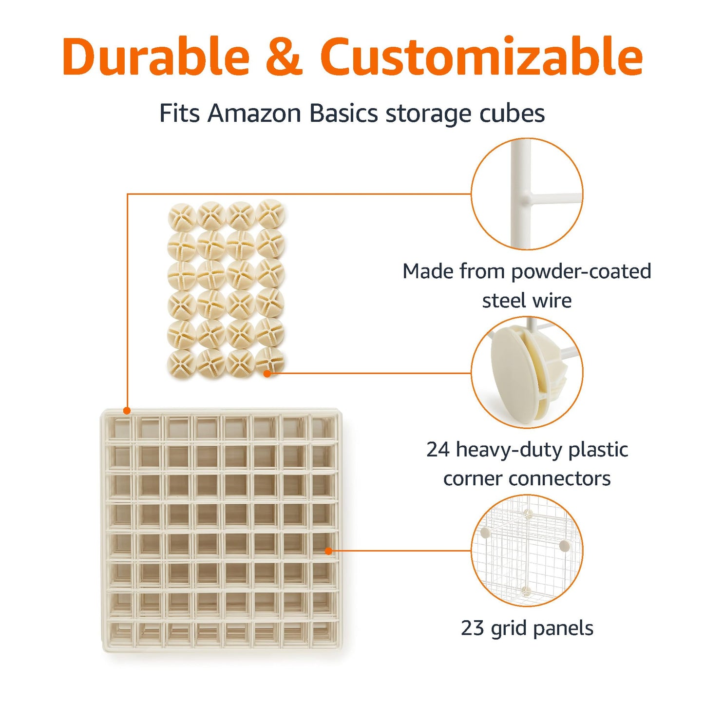 Amazon Basics Cube Wire Grid, 6-Cube, 12 x 12-Inches, White