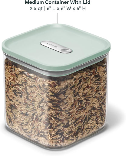 Caraway 2.5qt Glass Airtight Food Storage Container with Lid – Non-Toxic, BPA-Free Kitchen Storage Container – Stackable, Space-Saving Airtight Container for Dry Goods and More - Mist