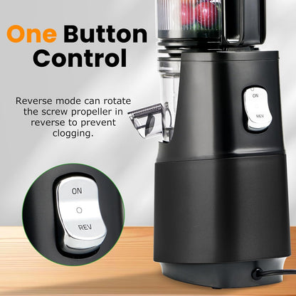 Cold Press Juicer,Slow Masticating Juicer Machines with 5.3" Large Feed Chute for Most Fruits and Vegetables,Easy to Clean Lemon Orange juicer with 250W Motor and High Juice Yield (Obsidian black)