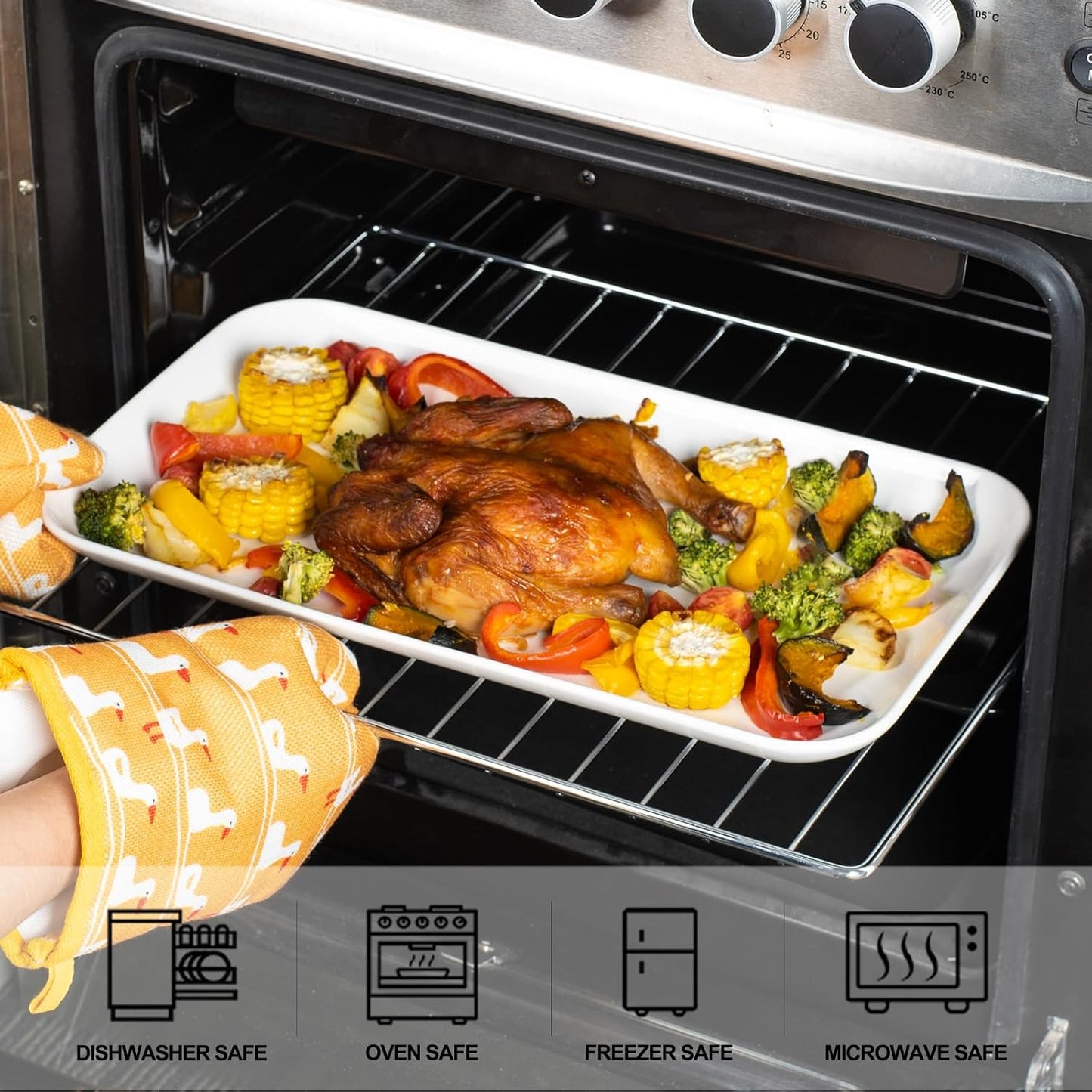 DELLING Serving Platter, 18/16/14inch Large Serving Tray, Serving Platters for Snacks, Fruit, Turkey, Dessert, Serving Trays for Entertaining at Parties and Weddings, Microwave Dishwasher Oven Safe