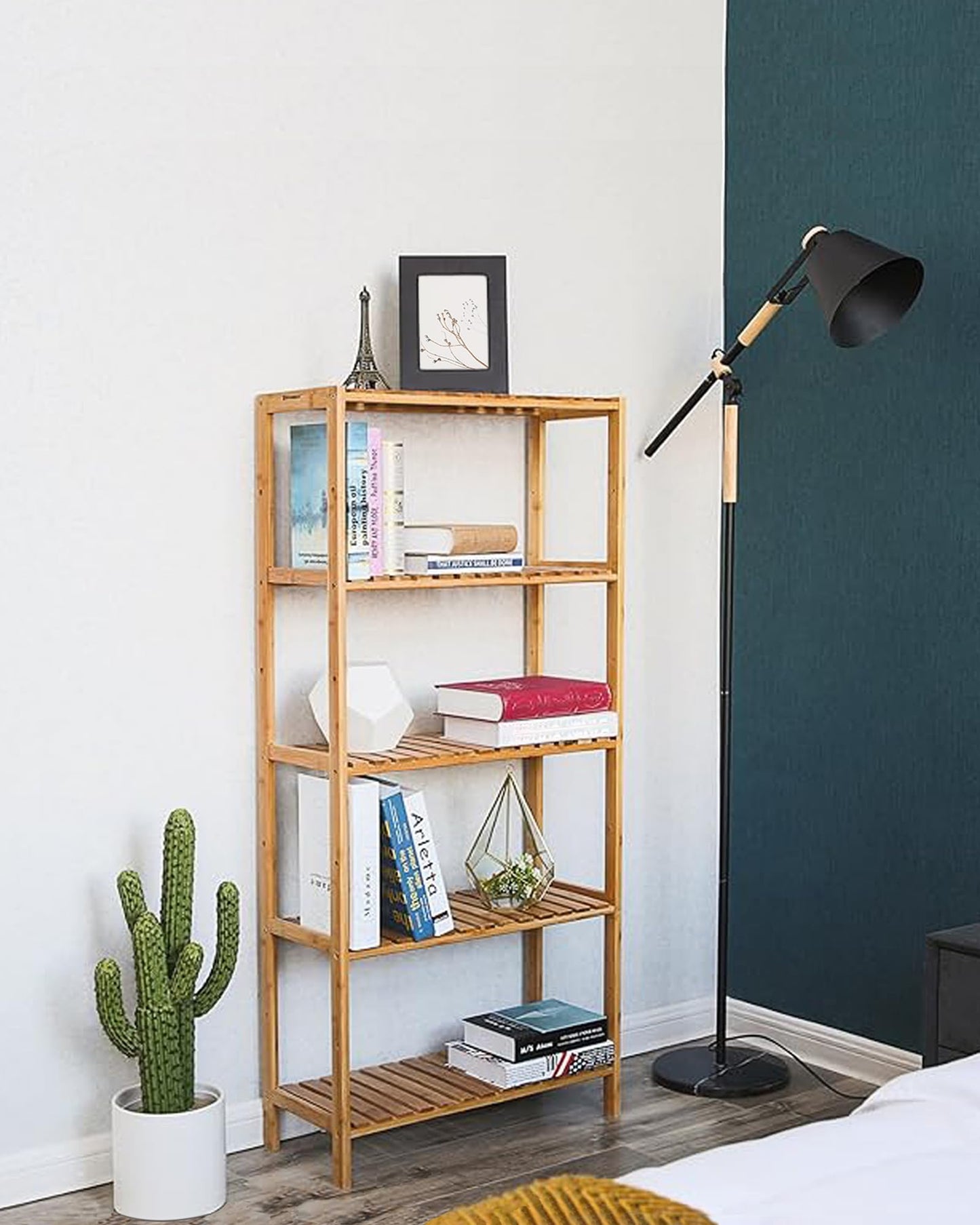 SONGMICS 5-Tier Bamboo Shelf, Freestanding Bathroom Storage Rack