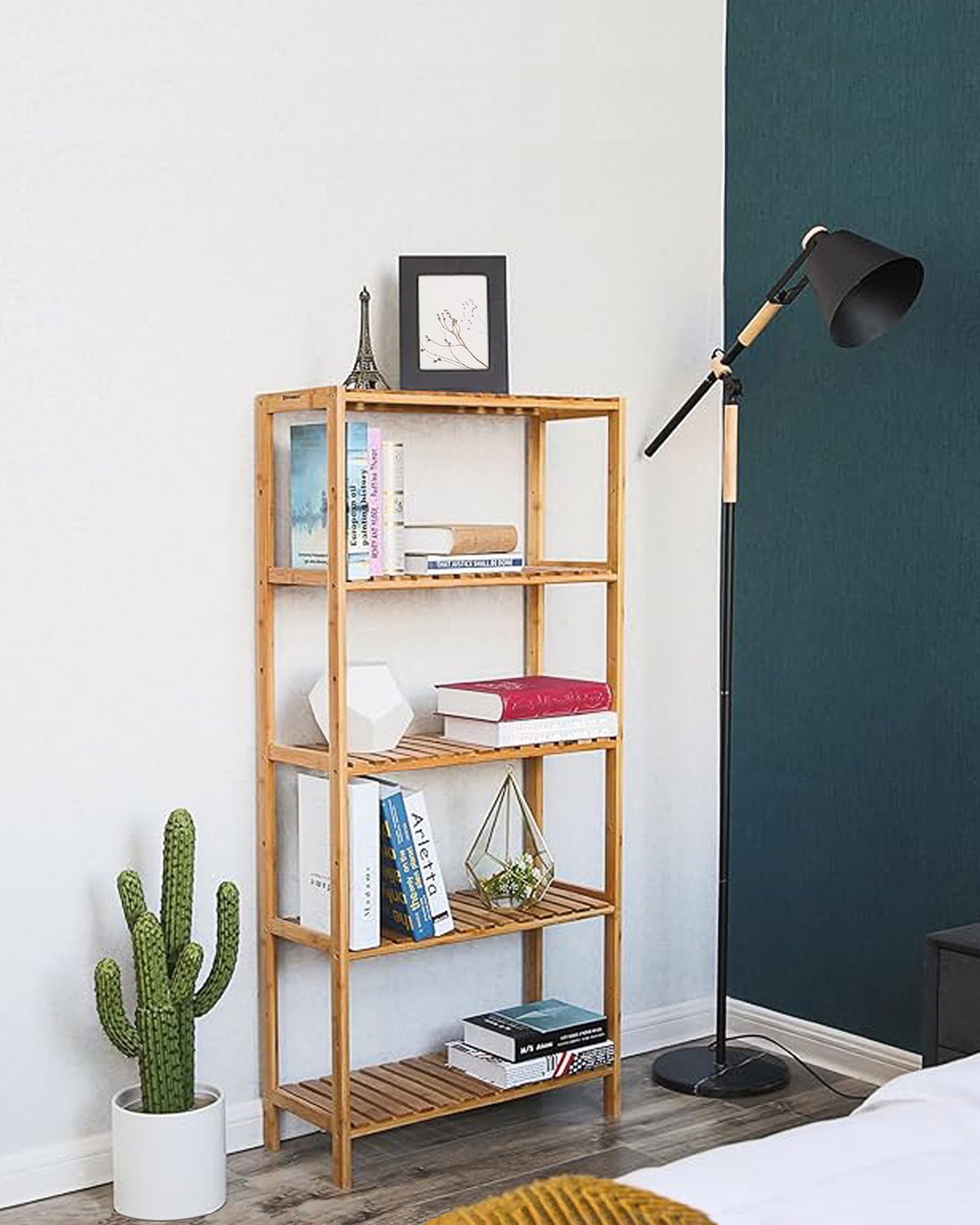 SONGMICS 5-Tier Bamboo Shelf, Freestanding Bathroom Storage Rack