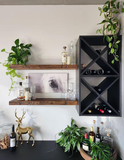 joelsantiques 36 Inch Floating Shelves - 36x9x2 in Wood Wall Shelf, Natural Wooden Home Decor for Bathroom Kitchen Bedroom, Hanging Mounted Invisible Bracket, Medium Brown