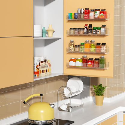 NIUBEE Wall Mounted Spice Rack Organizer,3 Pack Clear Acrylic Spice Shelf Storage Holder,Hanging Seasoning Rack Organizer for Wall Kitchen Pantry Cabinet Door
