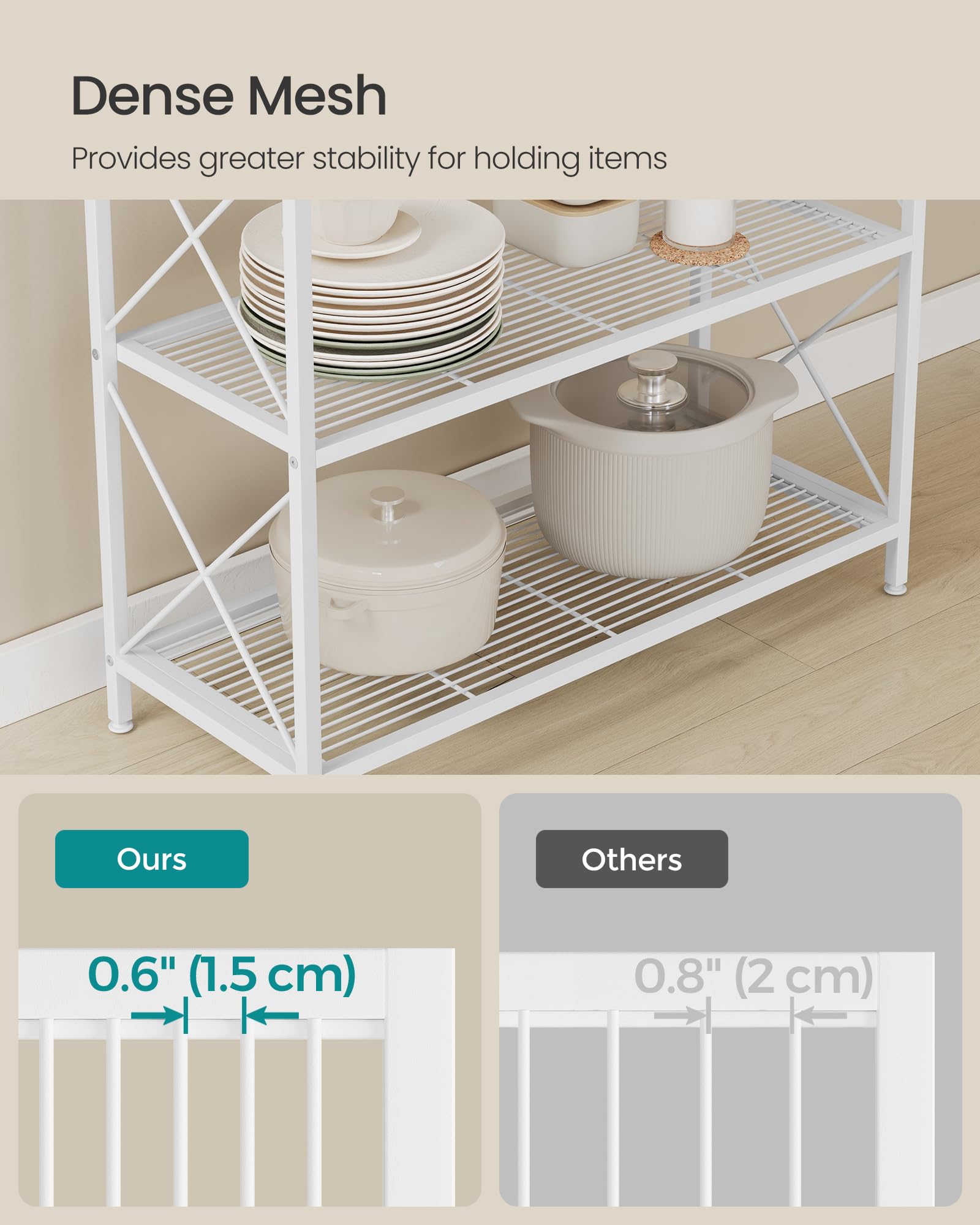 SONGMICS 5-Tier Metal Storage Rack, Shelving Unit with X Side Frames