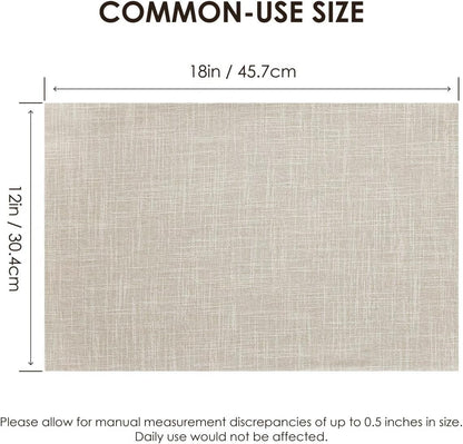 Placemats Set of 4, Bilayer Thickened Linen Place Mats Heat Resistant Machine Washable Wrinkle Free Carefully Selected Polyester Mats for Kitchen/Dining/Coffee Table (Cream Beige)