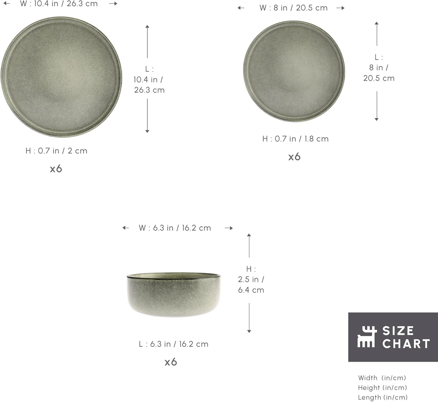 Karaca New Skal 18-Piece Dinnerware Sets for 6 People, Modern Design, Stoneware Dinner Set, Kitchen Plates Bowls, Reactive Glaze Dishwasher & Microwave Safe Dish Set