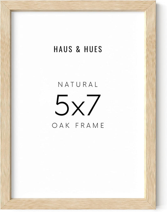 HAUS AND HUES Wood Picture Frame, 5x7 inches, Beige (Natural Oak, Poster Type, Set of 1)