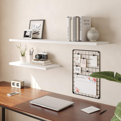 Wall Shelf Set of 2, White Floating Shelves 36 in W x 10 in D x 1 in H, Wooden Floating Wall Shelf with Invisible Brackets for Living Room/Bedroom/Bathroom/Kitchen Storage and Decor