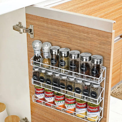 SUFAUY 2 Pack Spice Rack Organizer Wall Mount, 3 Tier Pantry Door Narrow Spice Rack Hanging Metal Shelf for Cupboard, Bathroom Shower Cosmetic, White