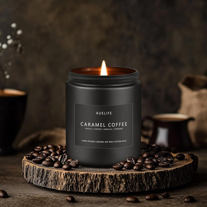 Caramel Coffee Candle | Men Scented Candles for Home, Candles Gifts for Women Men - Soy Candle for Home Scented - Aromatherapy Gifts for Men - 7oz 50 Hours Long Burning