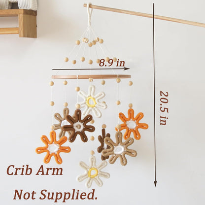 Woven Daisy Crib Mobile for Girls Boys, Daisy Mobile for Crib Boho Baby Mobile Daisy Flower Mobile for Crib Girl