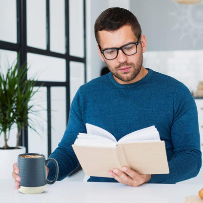 Hasense Coffee Cups Ceramic, Coffee Mugs with Handles Set of 4, 15 oz Tea Cups for Home and Office, Stylish Colorblocking Mugs for Coffee, Tea, Latte, Hot Chocolate, Christmas Cups Gift, Deep Blue