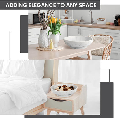 Large Decorative Bowl,Modern Fruit Bowl for Kitchen Counter,Handicraft Decorative Bowls for Home Decor,Stylish Key Bowl for Entry Table,Artificial White Marble