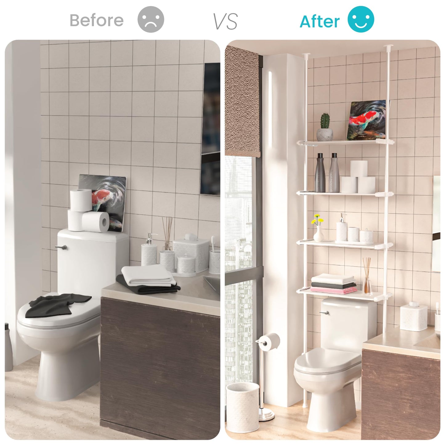 Home Zone Living Over-the-Toilet Organizer Bathroom Storage Organizer