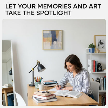 Homeforia 14x14 Picture Frame Gold, High End Metal 14 x 14 Square Poster Frame with Mat 12 x 12 Photo, 14x14 Frame Matted to 12x12 Print, 14by14 Gold Hanging Frames, Tempered Glass, Wall Kit, Set of 1