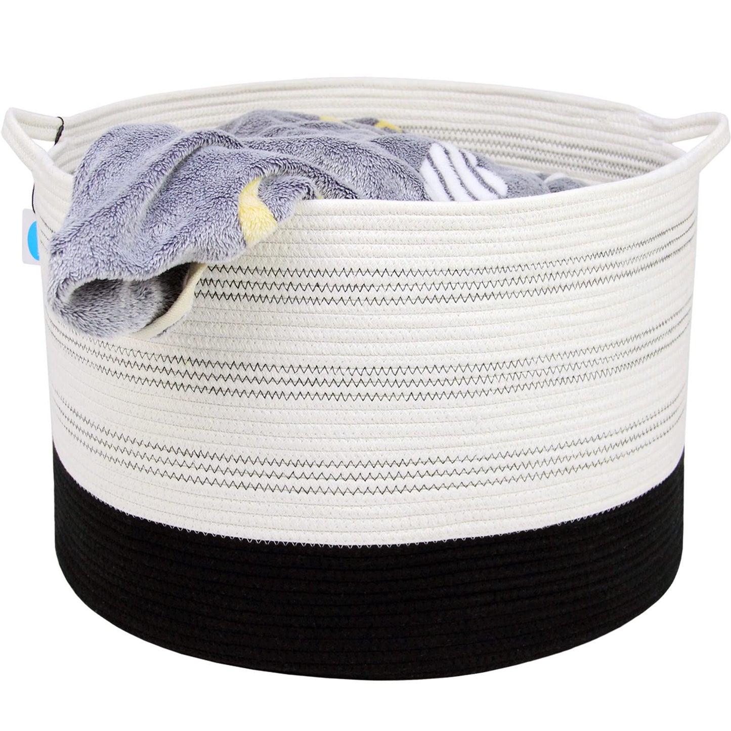 Casaphoria XXXLarge Cotton Rope Basket 22" X 22"X 14" Blanket Basket for Living Room Woven Basket