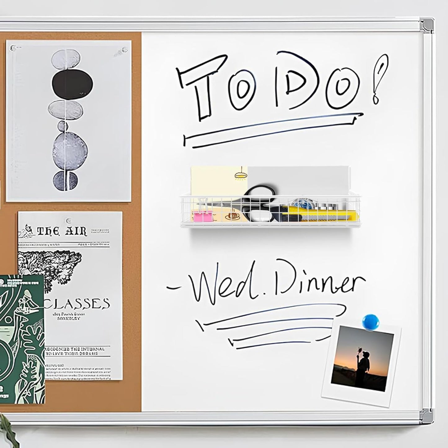 Magnetic Basket, Magnetic Shelf for Fridge, Magnetic Spice Rack for Refrigerator Wire Mesh Magnetic Organizer Holder Accessories for Office Kitchen Classroom Storage,White, 9.44" x 4" x 1.77"