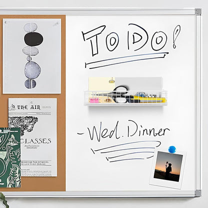 Magnetic Basket, Magnetic Shelf for Fridge, Magnetic Spice Rack for Refrigerator Wire Mesh Magnetic Organizer Holder Accessories for Office Kitchen Classroom Storage,White, 9.44" x 4" x 1.77"