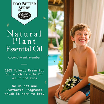 Clean-n-Fresh Toilet Spray 6.8 Fl.Oz, Poop Spray Beach Coco, Bathroom Air Fresheners Spray, Long Lasting Odor Eliminator - Coconut, Vanilla & Lily of the Valley