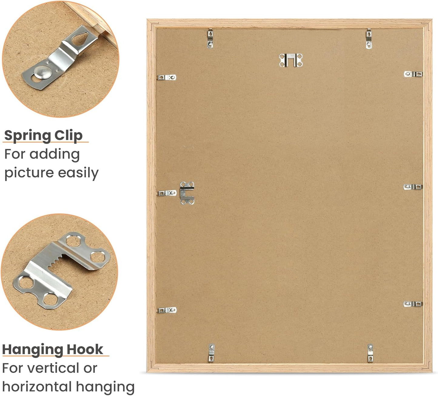 upsimples 16x20 Frames, Natural Solid Wooden Picture Frames, Display 11x14 with Mat or 16 x 20 Without, Vertical or Horizontal Wall Hanging, 1 Pack, Natural