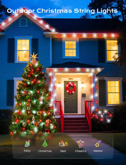 Brightown Solar Operated C6 Strawberry String Lights, 22.64ft 50 LEDs Red White LED Christmas Fairy Lights, Solar Christmas Lights Outdoor, Christmas Decorations for Christmas Tree, Garden Decor