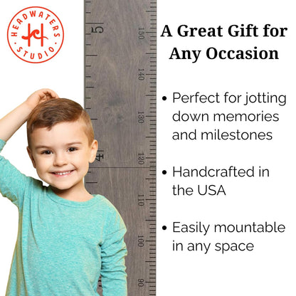 Height Ruler for Wall - Child Height Wall Chart, Height Chart for Kids Growth Chart for Wall Growth Chart Wood, Wooden Growth Chart for Wall - Gray w/Inches - 63"x5.75"