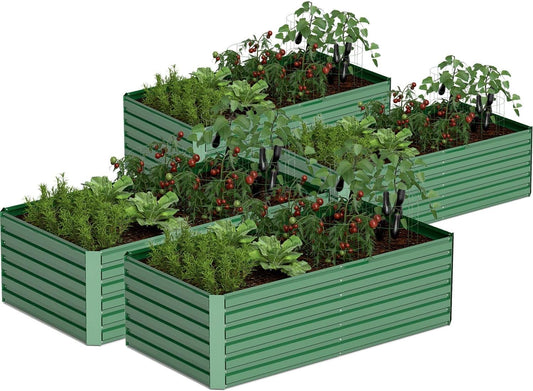 8x4x2 ft Outdoor Raised Garden Bed, Large Metal Planter Raised Beds, Planters for Outdoor Plants for Vegetables, Flowers, Herbs, Fruits, and Succulents.(4 Pcs)