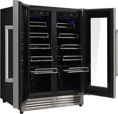 THOR Kitchen Freestanding/Under-Counter 24-Inch Dual Zone Wine Cooler in Stainless Steel - Model TWC2402