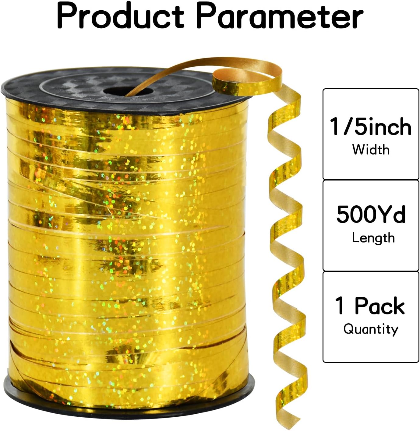 BEISHIDA 500 Yards Gold Crimped Curling Ribbon Shiny Metallic Balloon String Roll Gift Wrapping Ribbon for Party Festival Art Craft Decor Florist Flowers Decoration