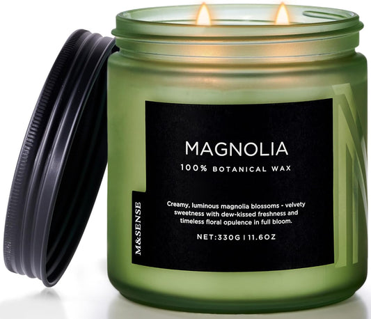 M&SENSE Magnolia Jasmine Spring Scented Candle, 11.6oz 70 Hours Long Lasting Clean Non Toxic All