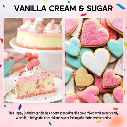 Birthday Candles - 9 oz Happy Birthday Candle with Vanilla Birthday Cake Scent, Gifts for Women & Men, Friendship Ideas